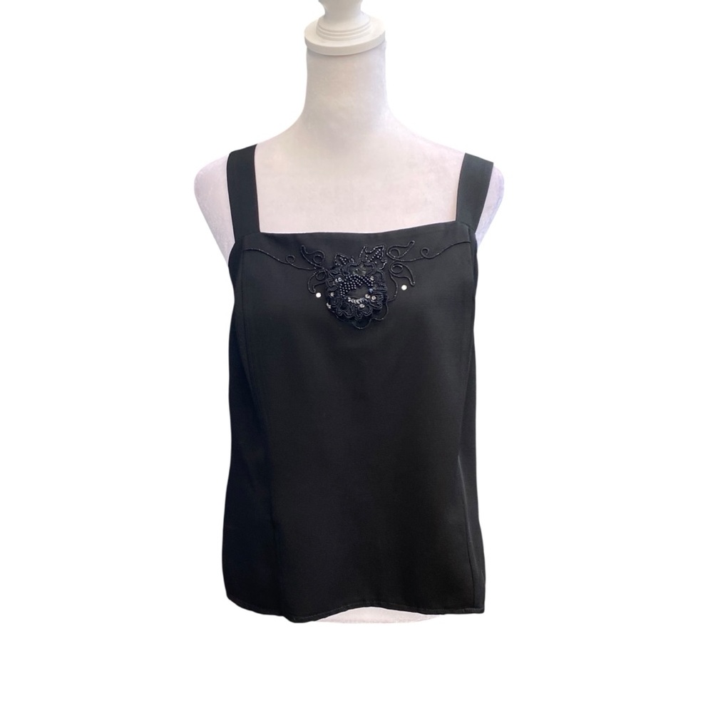 Karen Miller Vintage Black Midi Pencil 3 Pc Skirt Set Beaded Embroidered Goth 12 - Picture 6 of 16